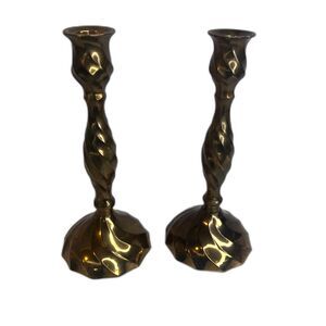 Brass Candlesticks Gold Set of 2 Taper Candles Home Decor Candle Holders